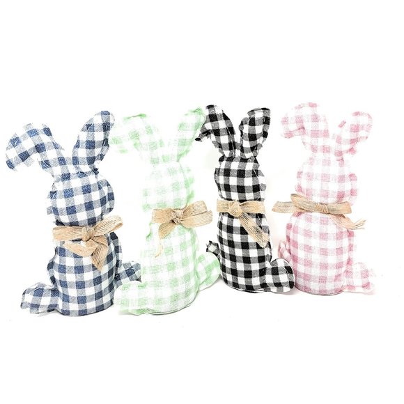 Rustic Gingham Easter Bunny Decorative Home Decor (Set of 4) - Picture 3 of 11